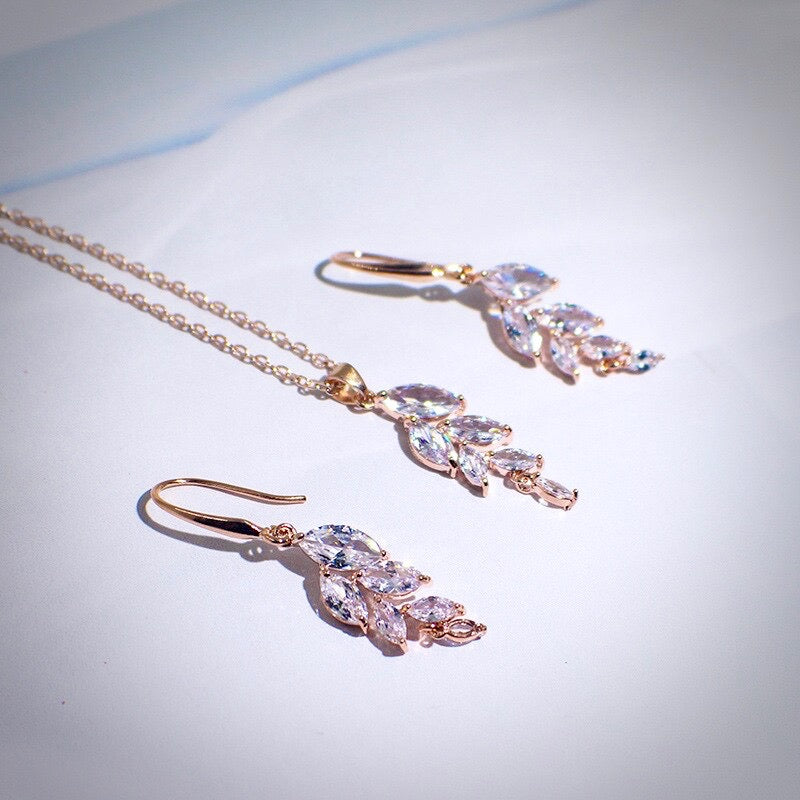 Wedding Jewelry - Cubic Zirconia Bridal Jewelry Set - Available in Silver, Rose Gold and Yellow Gold