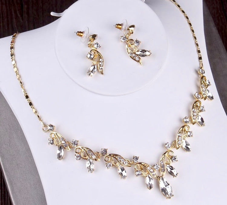 Wedding Jewelry and Accessories - Bridal 3-Piece Jewelry Set With Tiara - Available in Gold and Silver