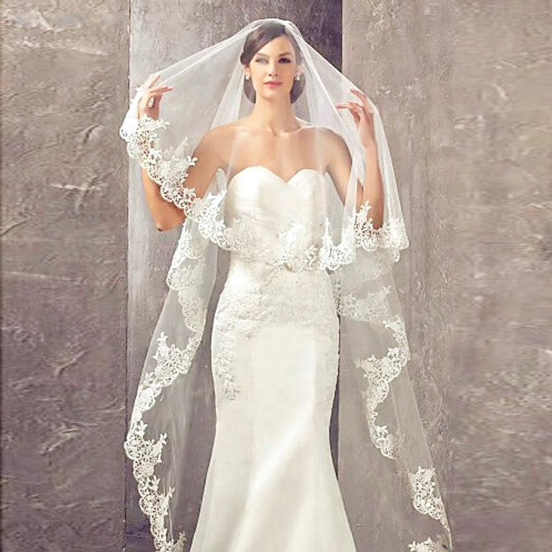 Wedding Veils - Bridal Lace Mantilla Veil - Cathedral Length | ADORA by ...