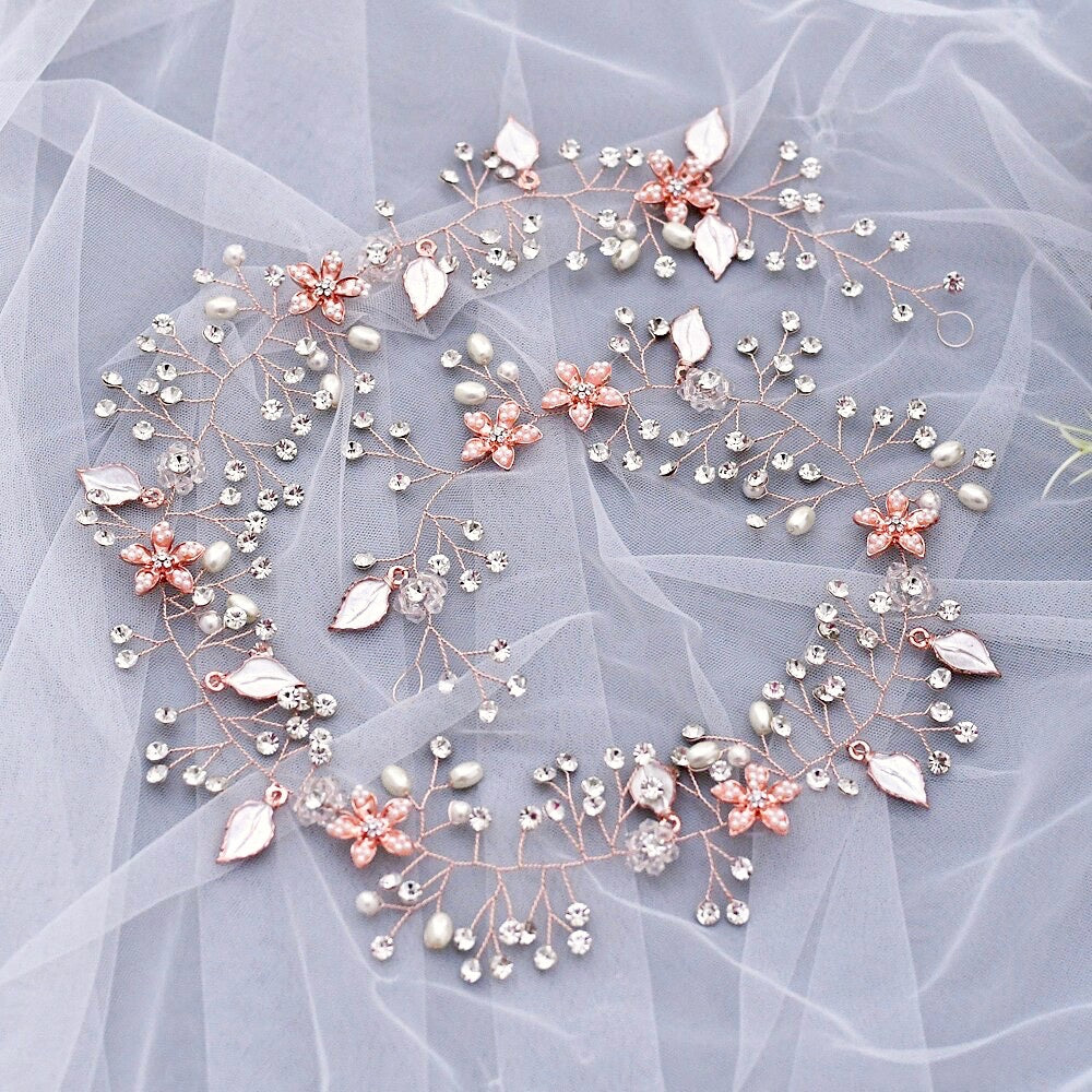 Wedding Hair Accessories - Pearl and Crystal Bridal Long Hair Vine - Available in Silver, Rose Gold and Yellow Gold