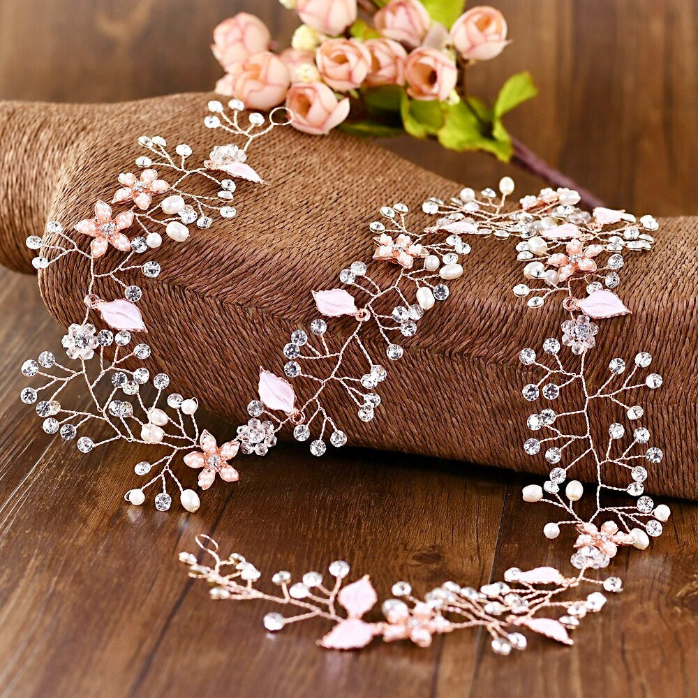 Wedding Hair Accessories - Pearl and Crystal Bridal Long Hair Vine - Available in Silver, Rose Gold and Yellow Gold