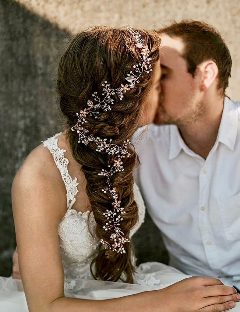 Wedding Hair Accessories - Pearl and Crystal Bridal Long Hair Vine - Available in Silver, Rose Gold and Yellow Gold