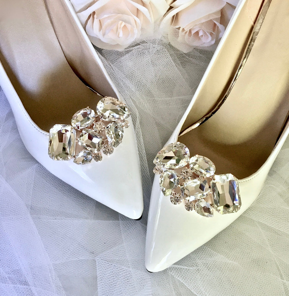 Wedding Accessories - Rose Gold Crystal Bridal Shoe Clips