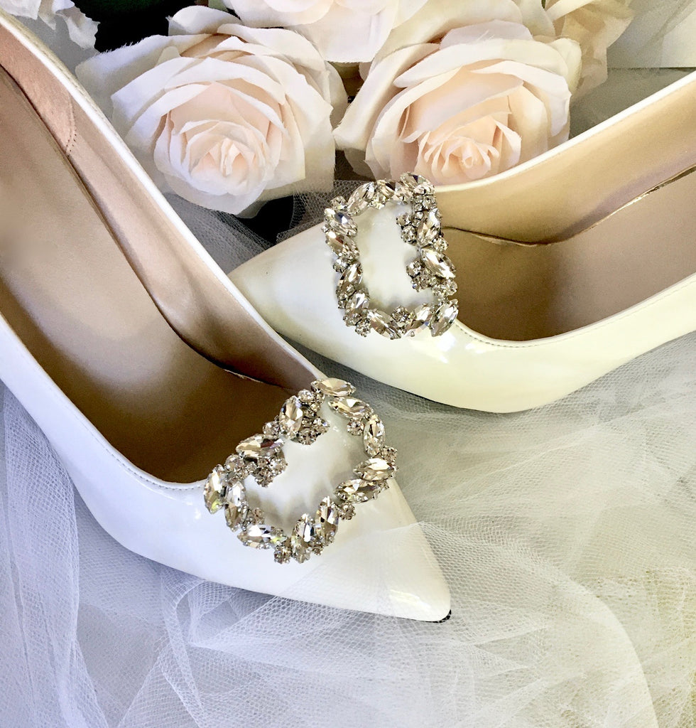 Perfect Bridal Zinnia Crystal Embellished Large Bow Shoe Clips