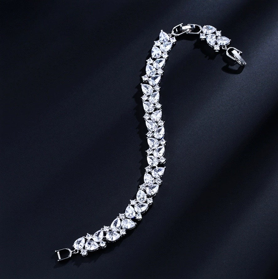 Wedding Jewelry - Cubic Zirconia Bridal Bracelet - Available in Silver, Rose Gold and Yellow Gold