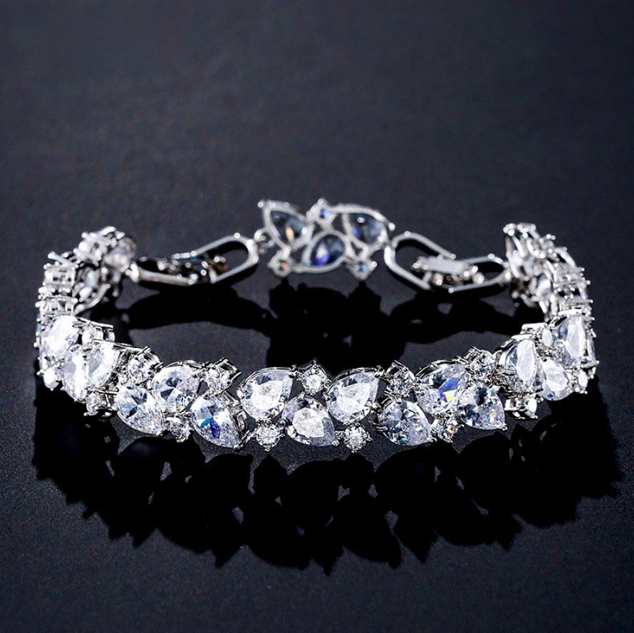 Wedding Jewelry - Cubic Zirconia Bridal Bracelet - Available in Silver, Rose Gold and Yellow Gold