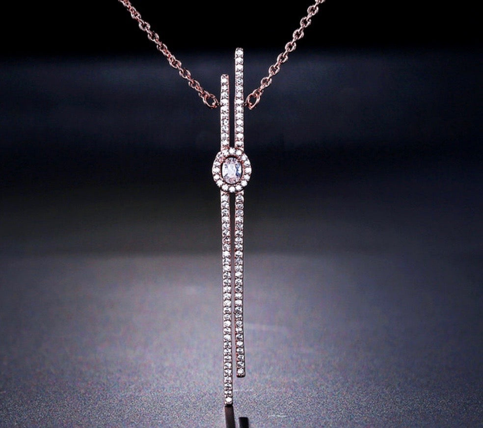 wedding Jewelry - Cubic Zirconia Bridal Necklace - Available in Silver, Rose Gold and Yellow Gold