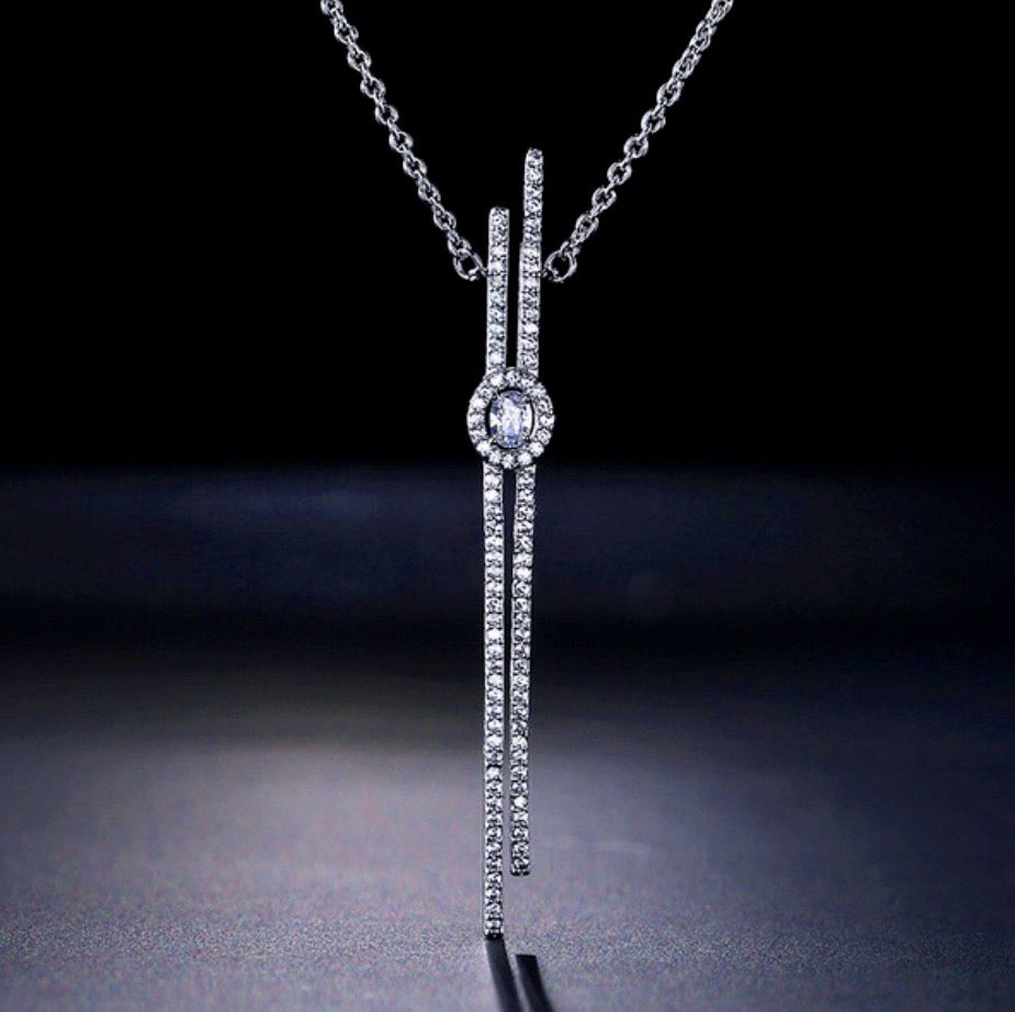 Vega Cubic Zirconia Bridal Necklace Available in Silver, Rose Gold and Yellow Gold