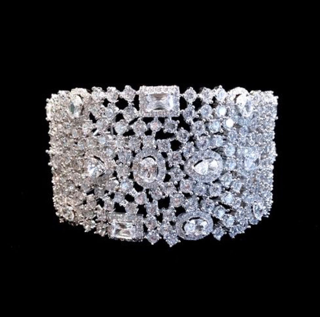 Wedding Jewelry - Cubic Zirconia Bridal Cuff Bracelet