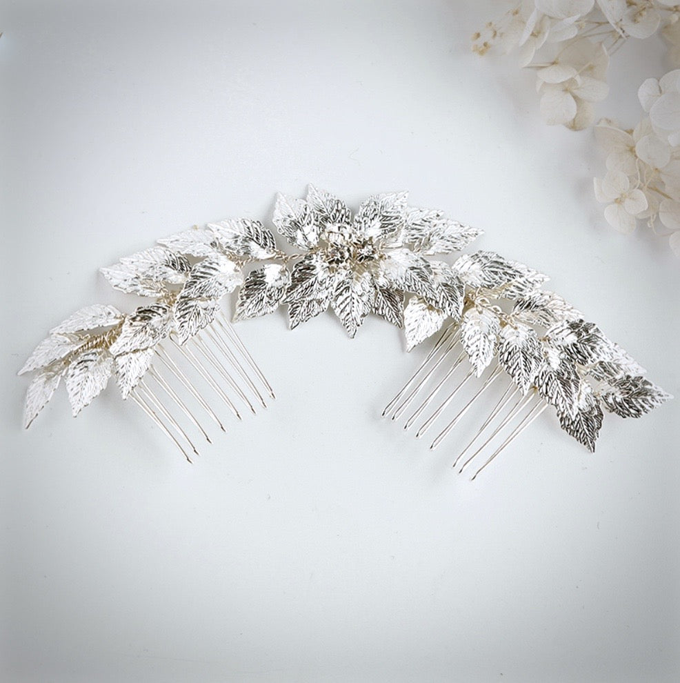 Wedding Hair Accessories - Silver Bridal Double Hair Comb