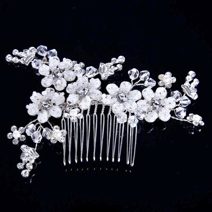 "Carmen" - Silver Pearl and Crystal Bridal Hair Comb