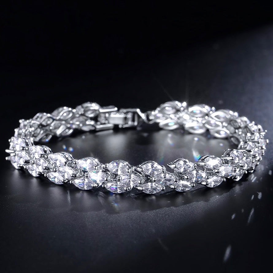 Wedding Jewelry - Silver Cubic Zirconia Bridal Three-Piece Jewelry Set