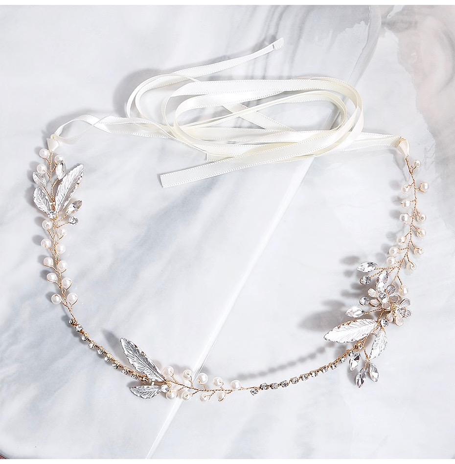 Wedding Hair Accessories - Gold Pearl and Crystal Bridal Headband