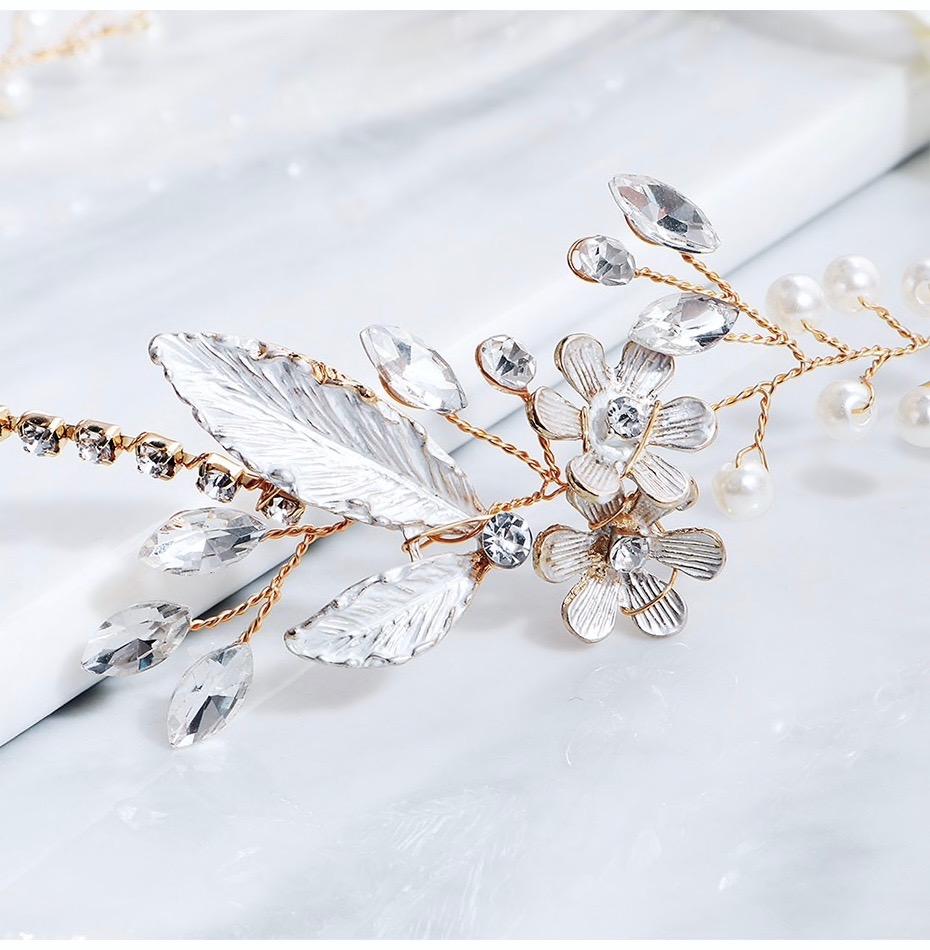 Wedding Hair Accessories - Gold Pearl and Crystal Bridal Headband