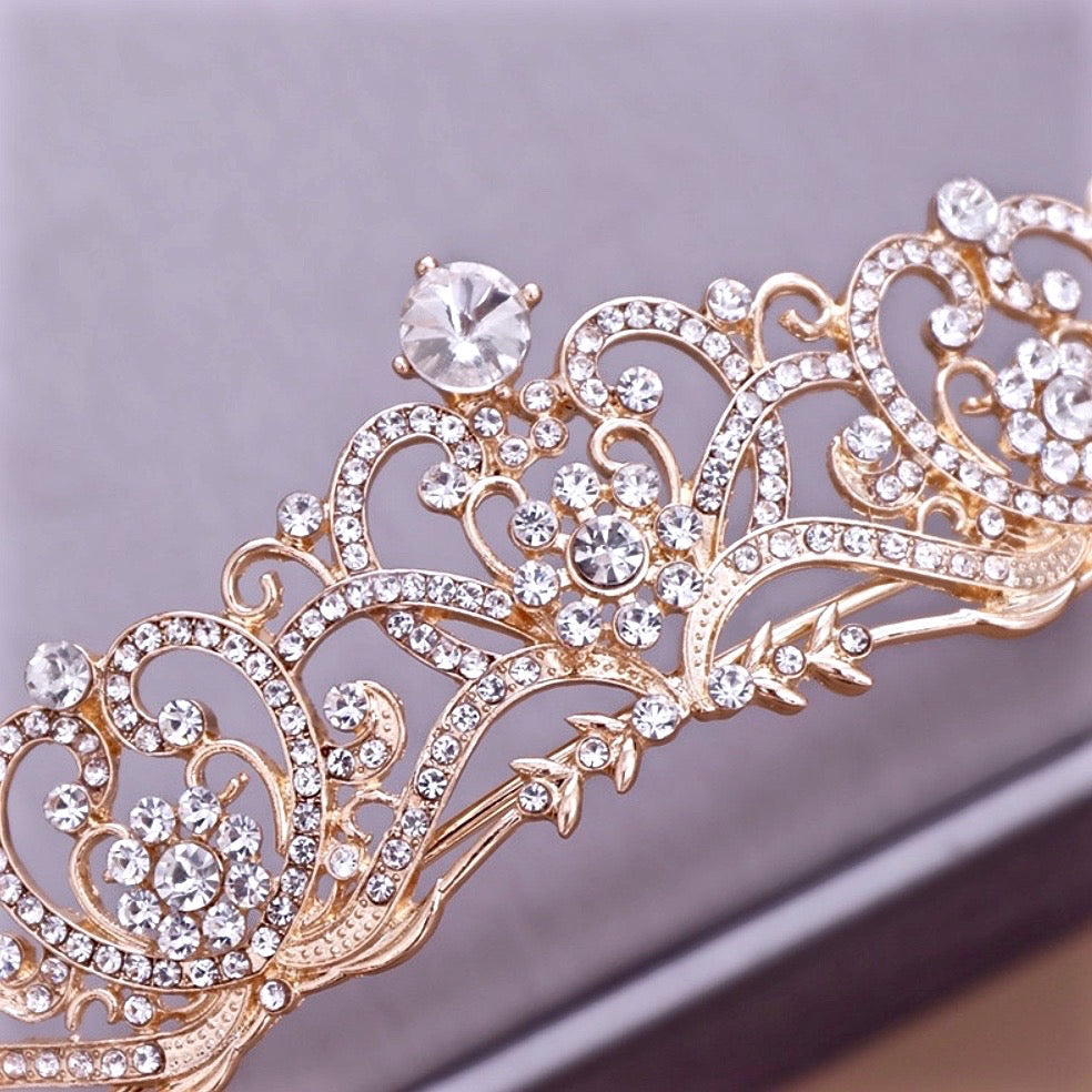 Wedding Hair Accessories - Rhinestone Bridal Tiara - Available in Rose Gold and Silver