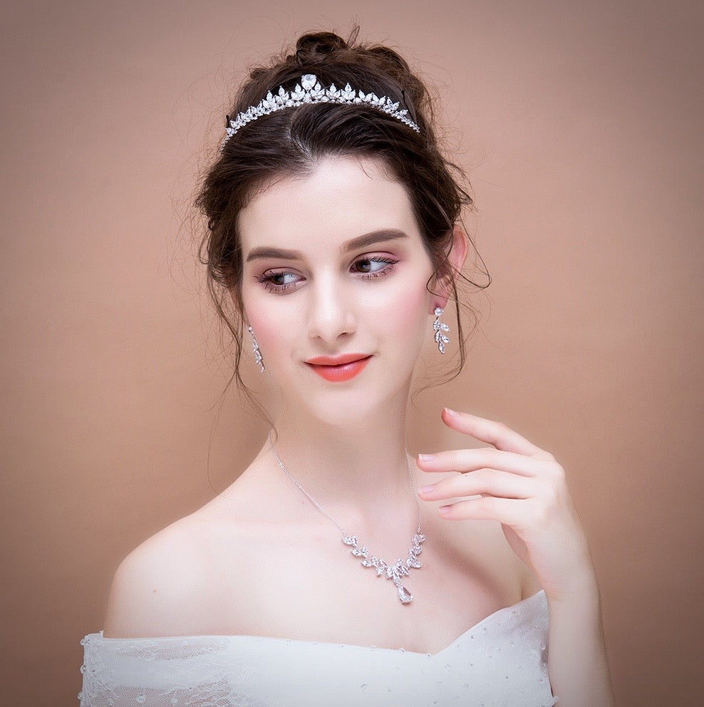 Wedding Hair Accessories - Silver Cubic Zirconia Bridal Tiara