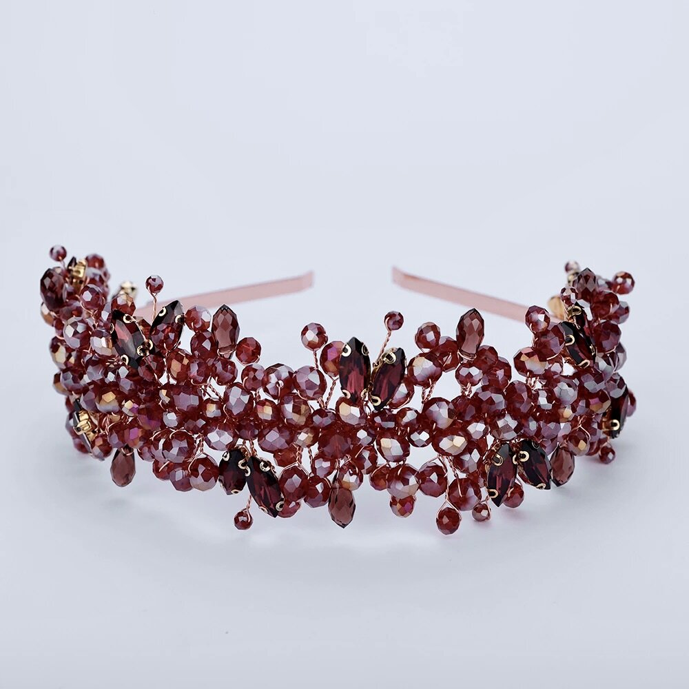 "Merlot" - Burgundy Crystal Bridal Headband