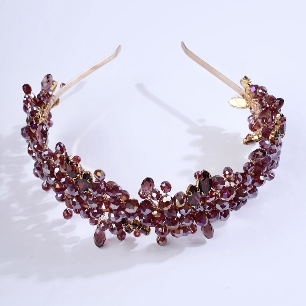 "Merlot" - Burgundy Crystal Bridal Headband