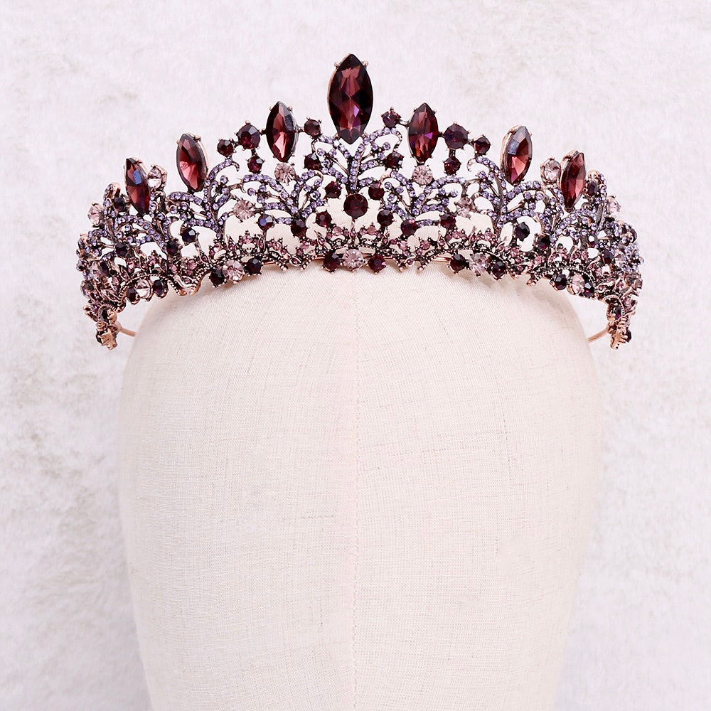 Wedding Hair Accessories - Victorian Gothic Burgundy Bridal Tiara