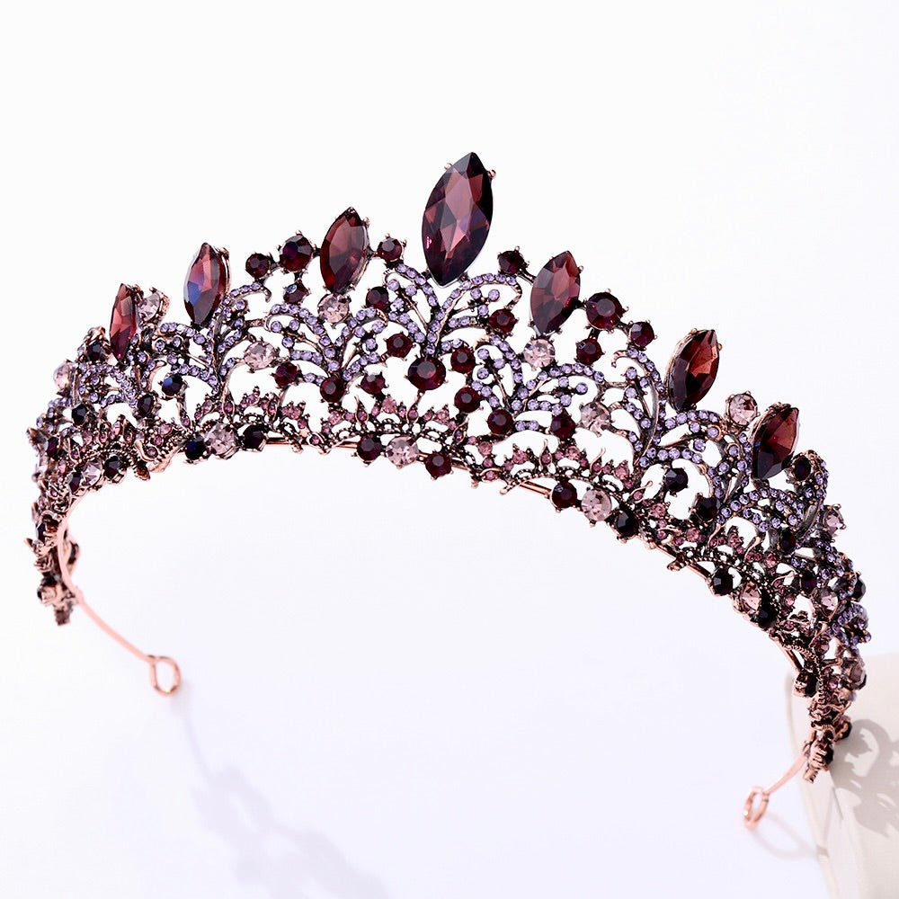 Wedding Hair Accessories - Victorian Gothic Burgundy Bridal Tiara