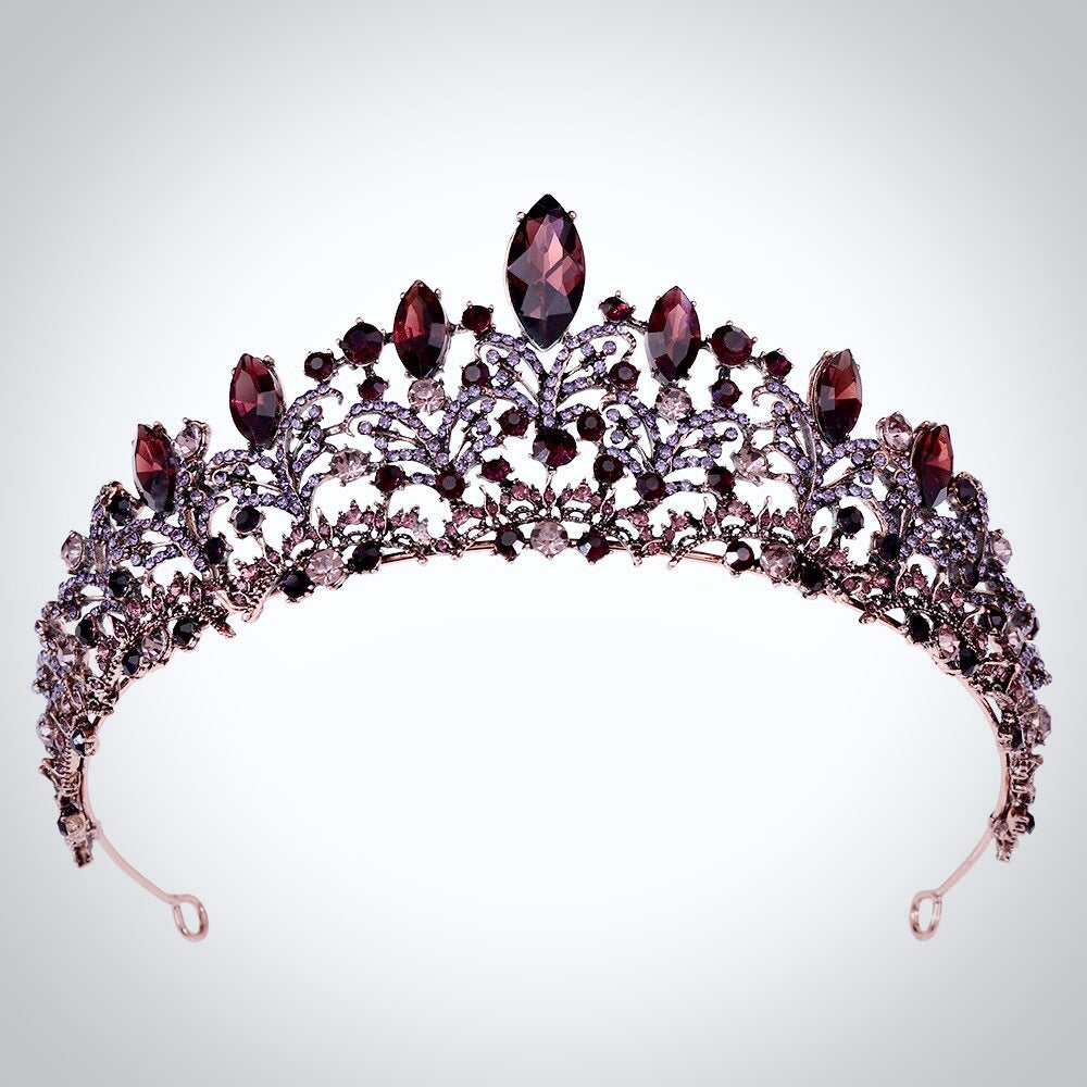 Wedding Hair Accessories - Victorian Gothic Burgundy Bridal Tiara