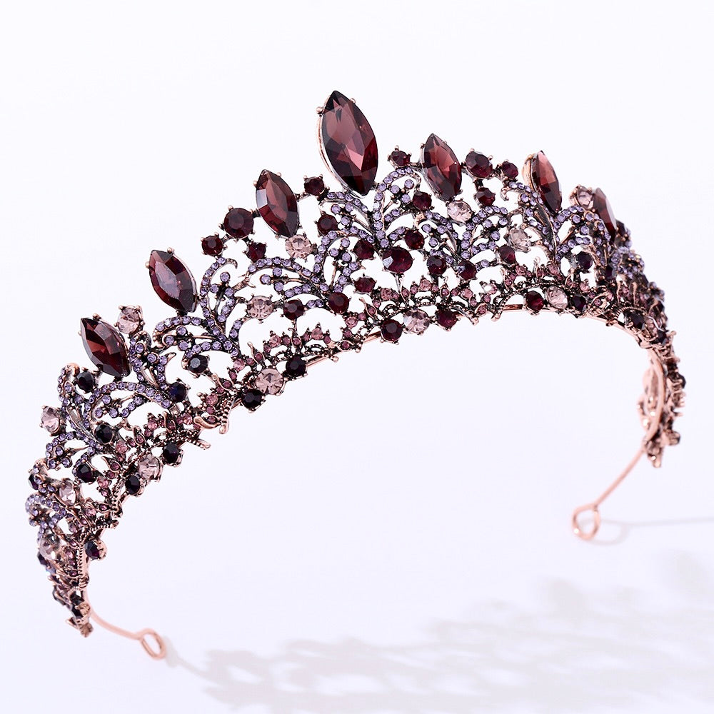 Wedding Hair Accessories - Victorian Gothic Burgundy Bridal Tiara