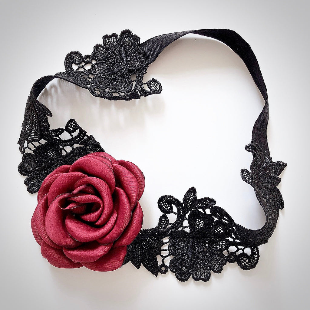 Bridal Accessories - Black and Burgundy Gothic Bridal Garter Set
