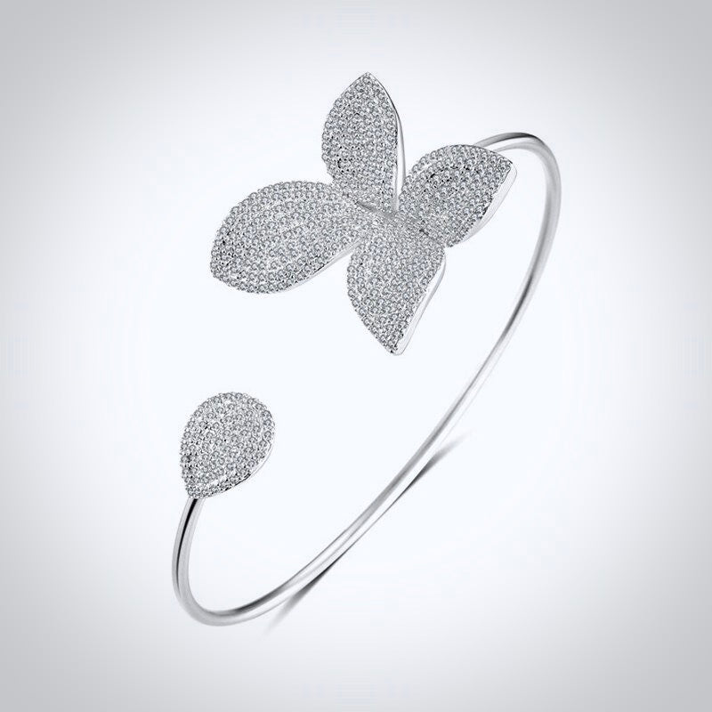 Wedding Jewelry - Cubic Zirconia Bridal Bangle Bracelet - Available in Silver and Yellow Gold