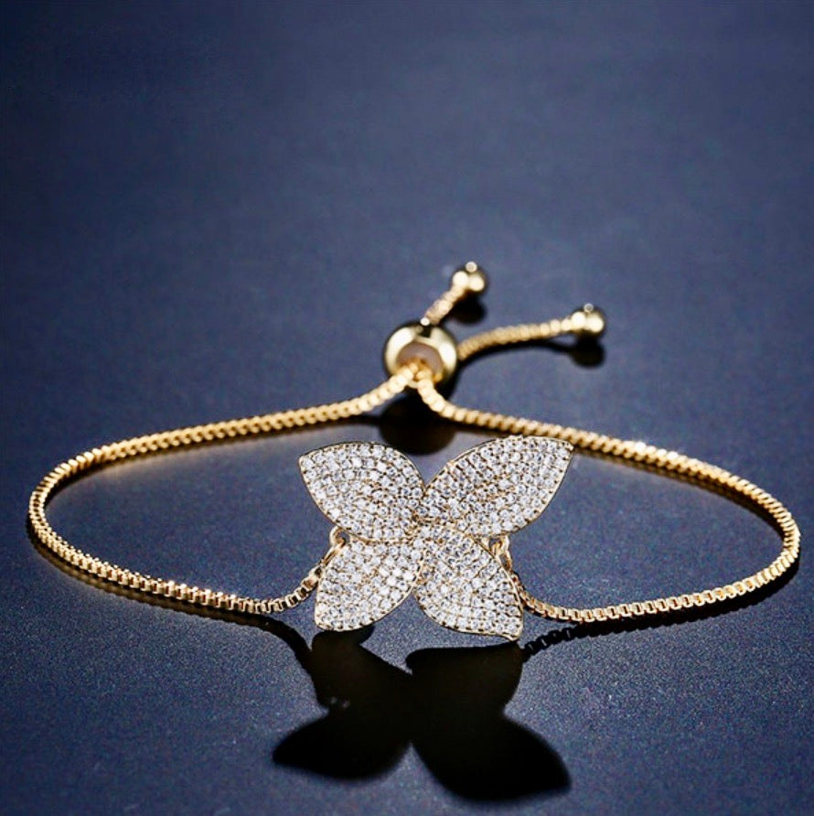 Wedding Jewelry - CZ Adjustable Bridal Bracelet - Available in Silver, Rose Gold and Yellow Gold