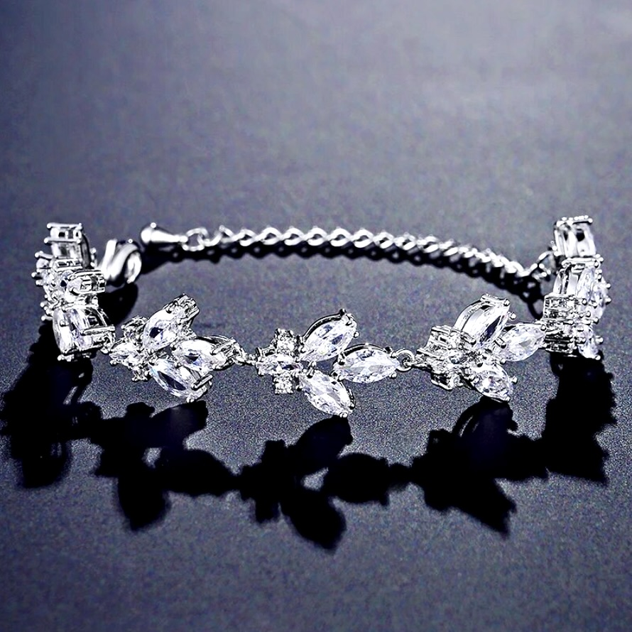 Wedding Jewelry - Cubic Zirconia Bridal Bracelet - Available in Rose Gold and Silver