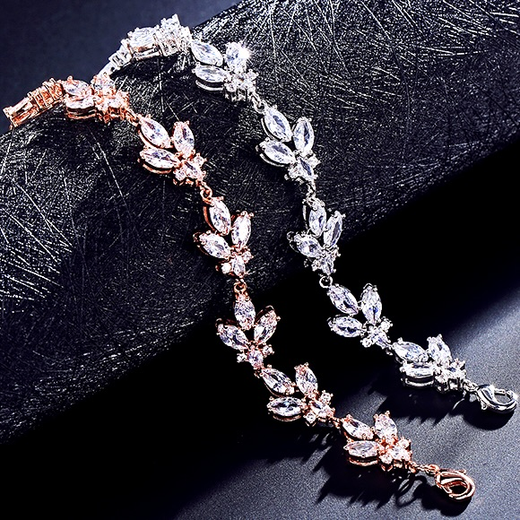 Wedding Jewelry - Cubic Zirconia Bridal Bracelet - Available in Rose Gold and Silver