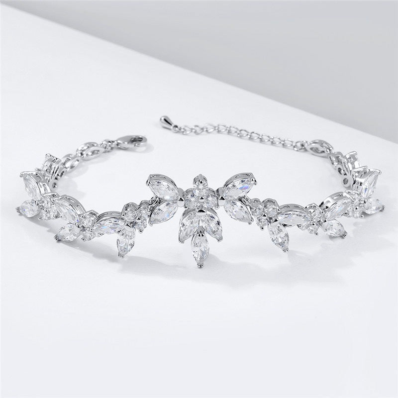 Wedding Jewelry - Cubic Zirconia Bridal Bracelet - Available in Silver, Rose Gold and Yellow Gold