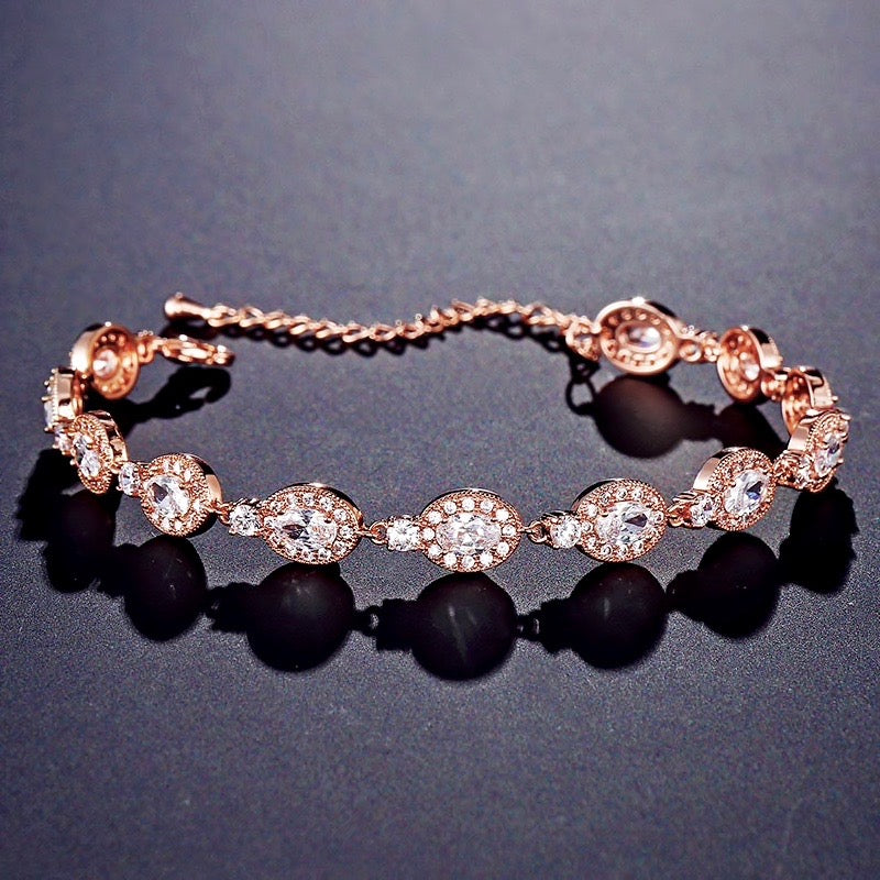 Wedding Jewelry - Cubic Zirconia Bridal Bracelet - Available in Silver, Rose Gold and Yellow Gold