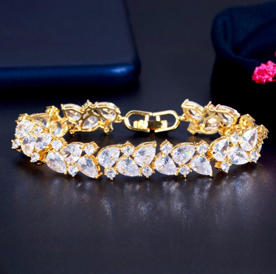 Wedding Jewelry - Cubic Zirconia Bridal Bracelet - Available in Silver, Rose Gold and Yellow Gold