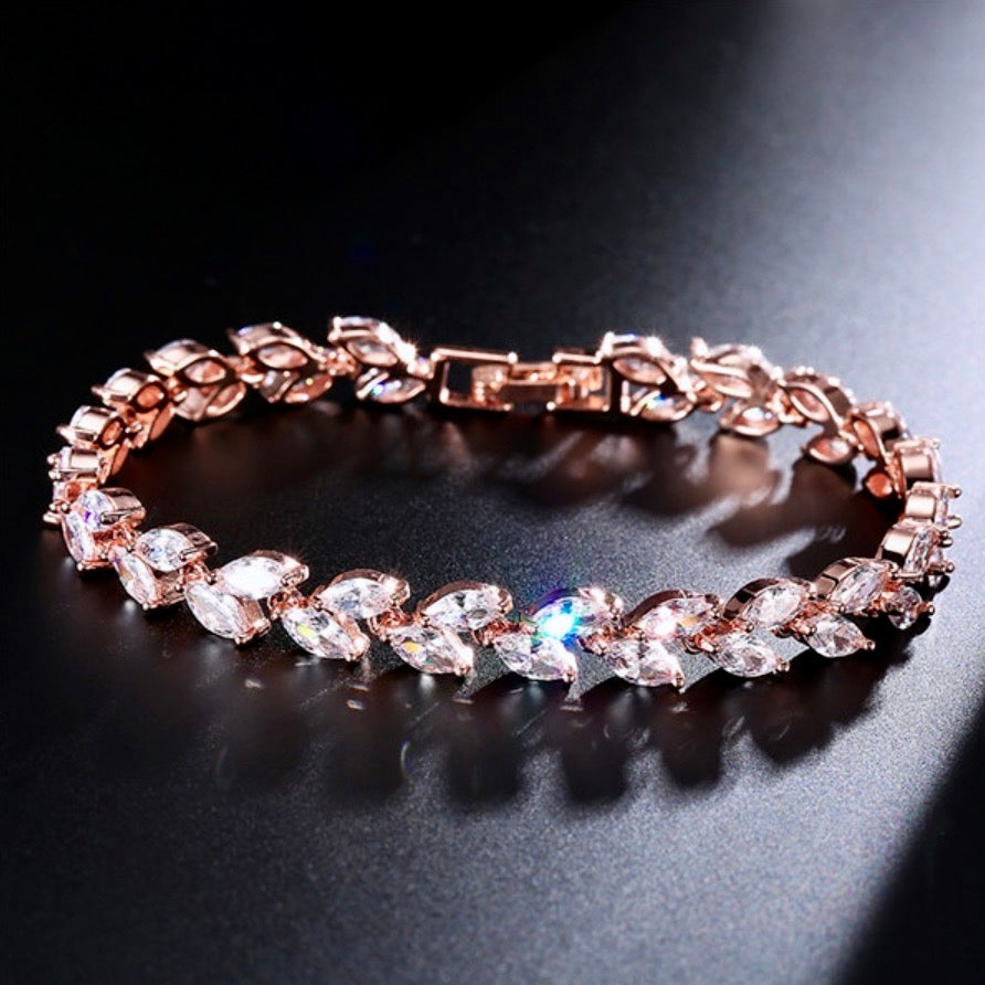 Wedding Jewelry - Cubic Zirconia Bridal Bracelet - Available in Silver, Rose Gold and Yellow Gold