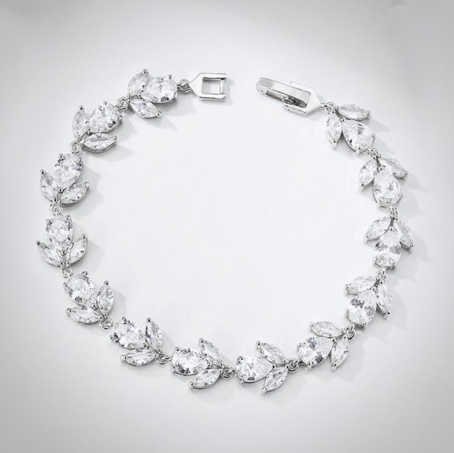 Wedding Jewelry - Cubic Zirconia Bridal Bracelet - Available in Rose Gold, Silver and Yellow Gold