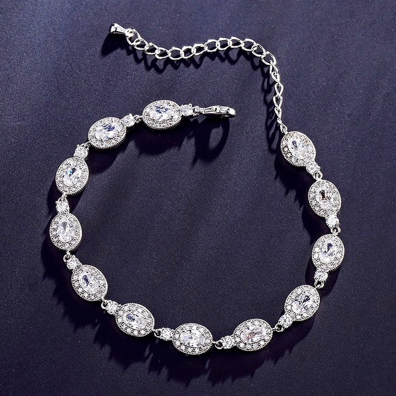 Wedding Jewelry - Cubic Zirconia Bridal Bracelet - Available in Silver, Rose Gold and Yellow Gold