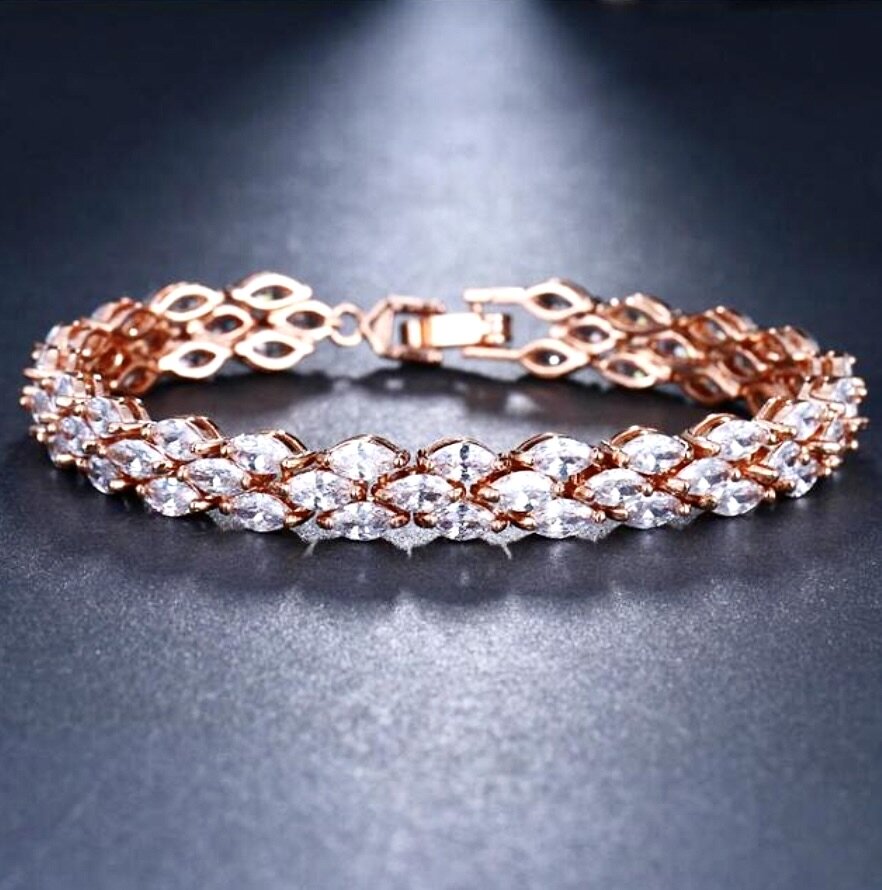 Wedding Jewelry - Cubic Zirconia Bridal Bracelet - Available in Silver, Rose Gold and Yellow Gold