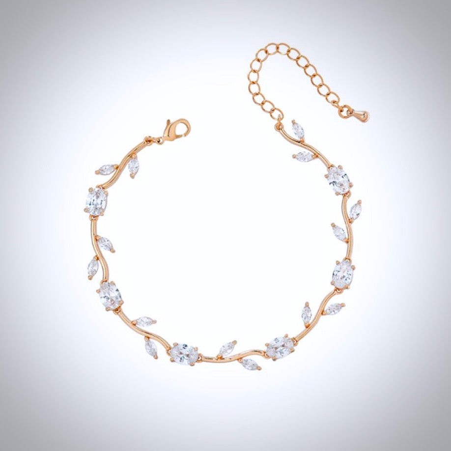 Wedding Jewelry - Cubic Zirconia Bridal Bracelet - Available in Silver, Rose Gold and Yellow Gold