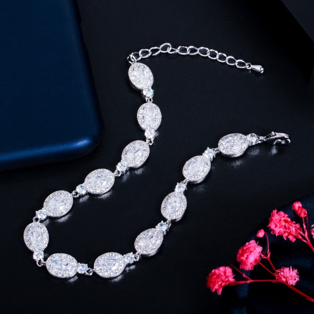 Wedding Jewelry - Cubic Zirconia Bridal Bracelet - Available in Silver, Rose Gold and Yellow Gold