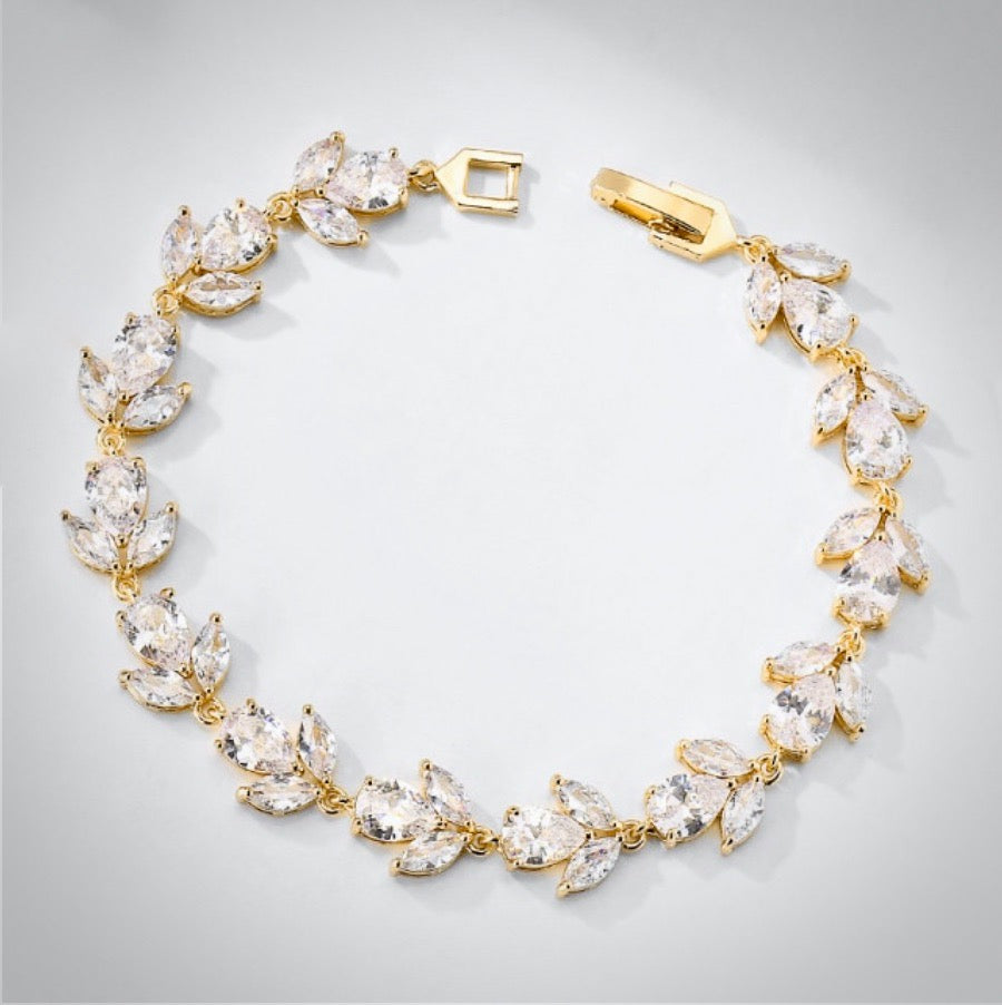 Wedding Jewelry - Cubic Zirconia Bridal Bracelet - Available in Rose Gold, Silver and Yellow Gold