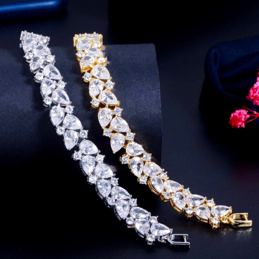 Wedding Jewelry - Cubic Zirconia Bridal Bracelet - Available in Silver, Rose Gold and Yellow Gold