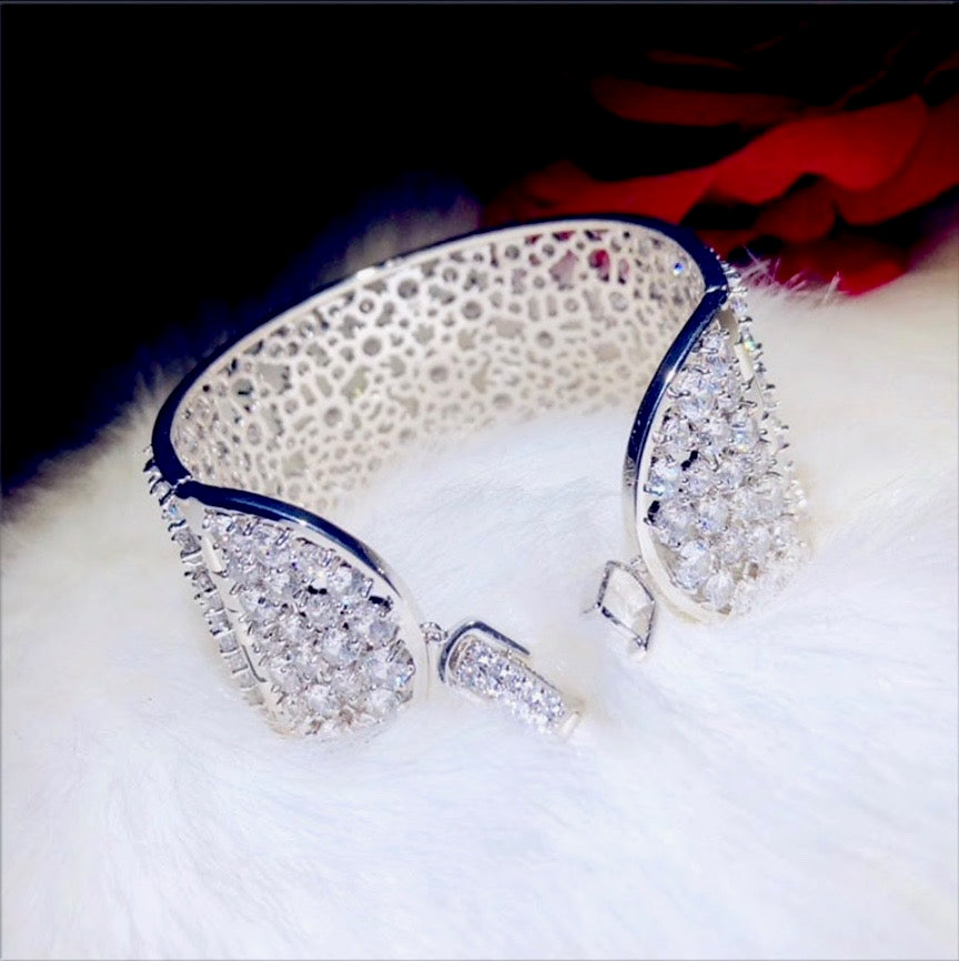 Wedding Jewelry - Cubic Zirconia Bridal Cuff Bracelet