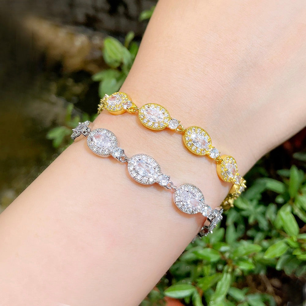 Wedding Jewelry - Cubic Zirconia Bridal Bracelet - Available in Silver, Rose Gold and Yellow Gold