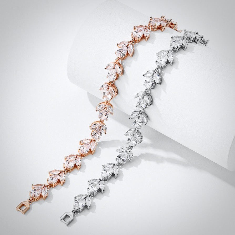 Wedding Jewelry - Cubic Zirconia Bridal Bracelet - Available in Rose Gold, Silver and Yellow Gold