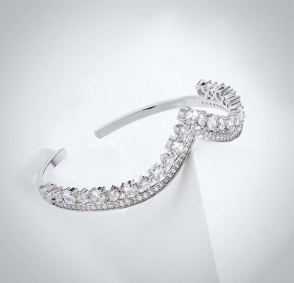 Wedding Jewelry - V-Shaped Cubic Zirconia Bridal Bracelet