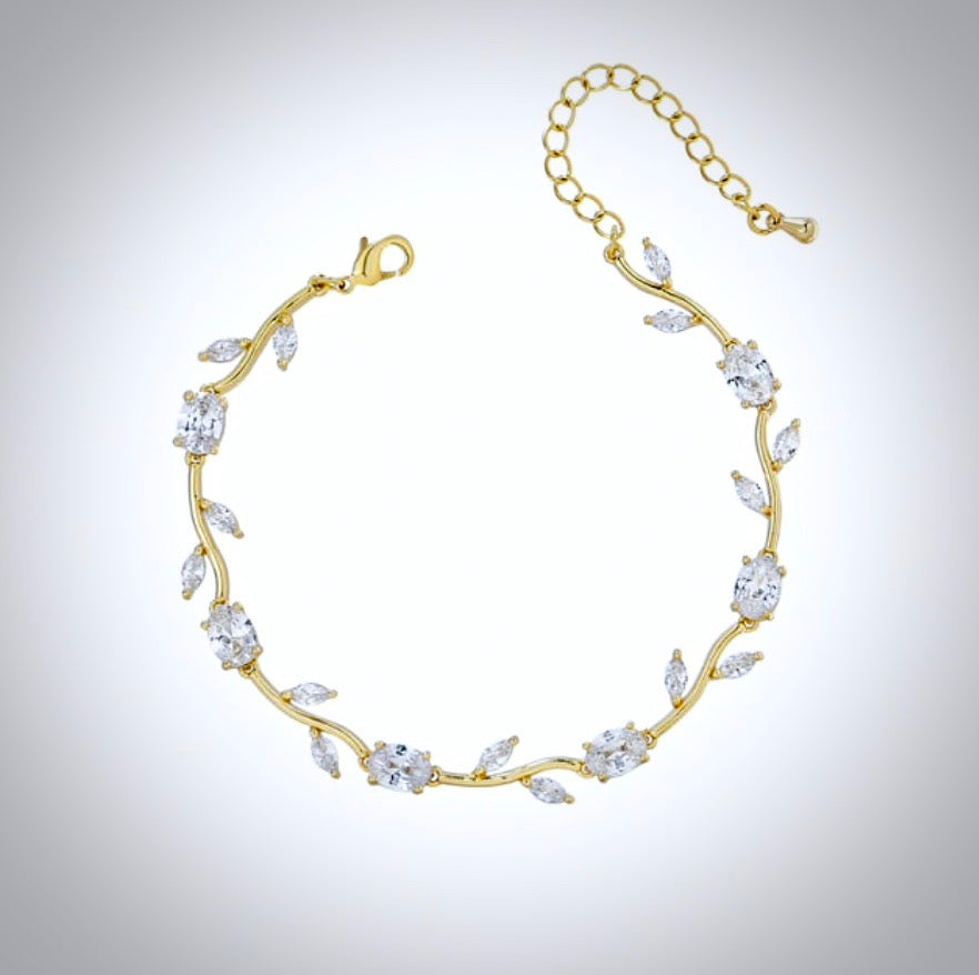 Wedding Jewelry - Cubic Zirconia Bridal Bracelet - Available in Silver, Rose Gold and Yellow Gold