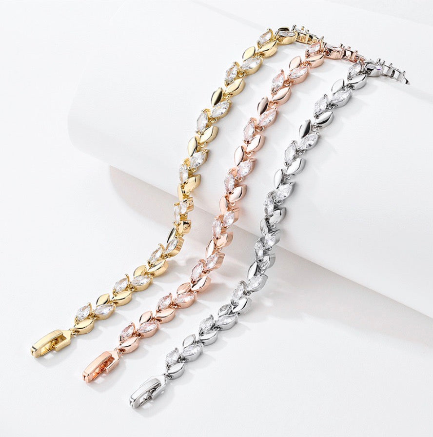 Wedding Jewelry - Cubic Zirconia Bridal Bracelet - Available in Silver, Rose Gold and Yellow Gold