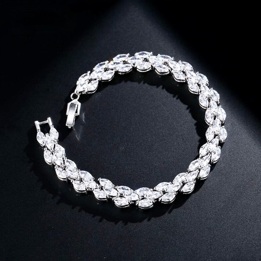 Wedding Jewelry - Cubic Zirconia Bridal Bracelet - Available in Silver, Rose Gold and Yellow Gold