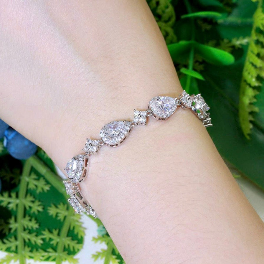 Wedding Jewelry - Cubic Zirconia Bridal Bracelet - Available in Silver, Rose Gold and Yellow Gold